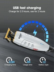 HIENA 1 pieza Cortadora de cabello eléctrica para hombres con cabezal de corte de 0 mm, compacta y conveniente, recargable por USB, cortadora eléctrica con empuje de moda, conveniente y rápida para uso diario