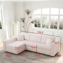 106.3" Soft L-Shaped 4-Person Sofa. Comfortable And Stylish. Matches Bedroom And Living Room.Light Pink.Modern Plush Furniture. Modular Design For Versatility. L-Shape Offers Unique Style