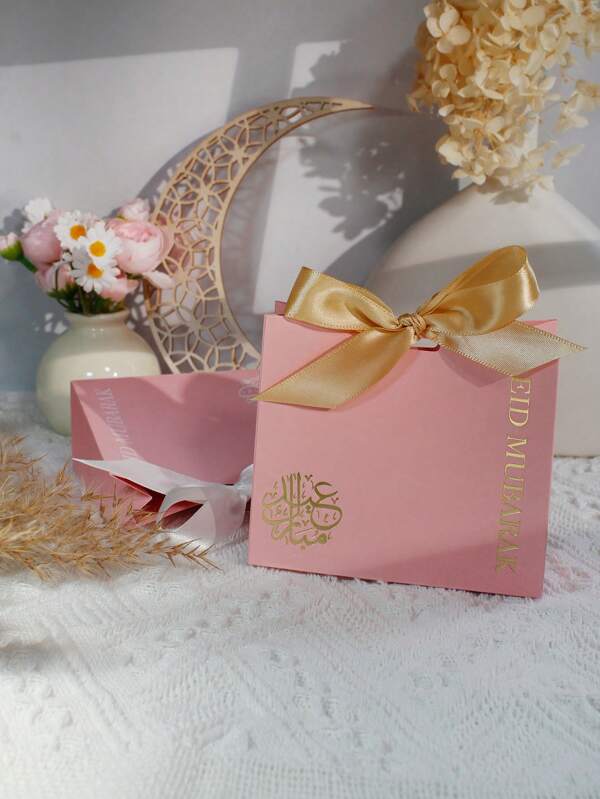 10pcs Charming Mini Pink Gift Boxes With Elegant Satin Ribbons - Decorated With Festive Calligraphy For - Perfect For Candies, Chocolates, And Small Gifts - Ideal For Celebrations And Special Occasions - High-Quality Craftsmanship With Gold And White Accents,Small Gift Box,Gift Wrapping,Gift Packaging,Gift Bags,Bridesmaid Gifts,Gift Bag,Birthday,Bride,Wedding