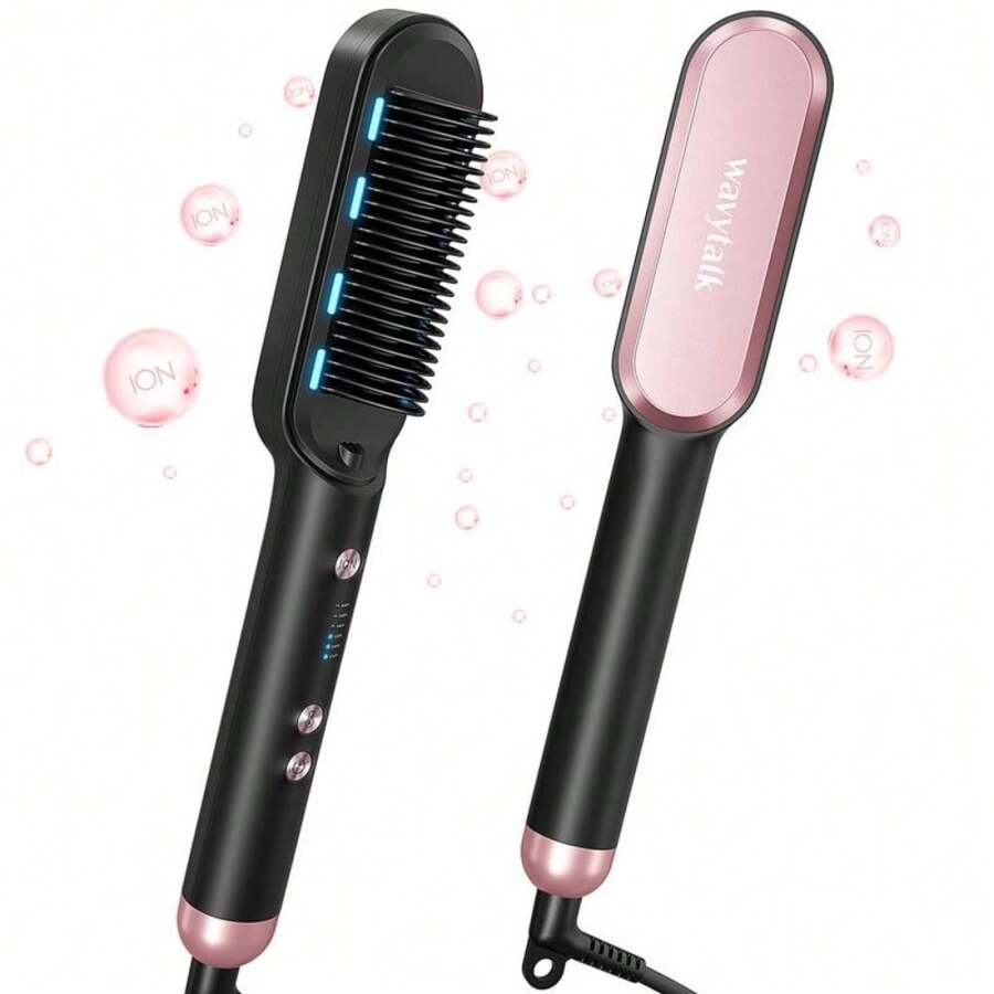 Negative Ion Hair Straightening Brush - 玫瑰金 - 查看 1