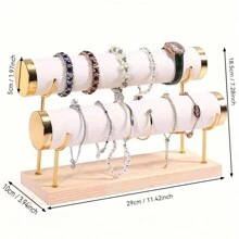 高端精致实木和天鹅绒手链架，用于居家展示手链、脚链、珠宝，适合女友礼物，适合阳光旅行和返校