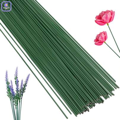 40/80/190pcs 30cm/40cm Floral Wire Flower Stems ,Dark Green And White Floral Wire Stems,DIY Pipe Cleaner Projects Crafting Floral Stem For Artificial Flower Stems Arrangements Diy, Floral Sticks Bouquet Stem Wrapping And Crafts Durability