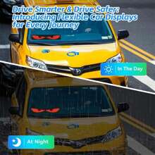 1 Piece Flexible LED Windshield Display For Cars, With Animated Flashing Devil Eyes, APP Programmable Soft LED Screen, Customizable Effects, Compatible With 24V Systems