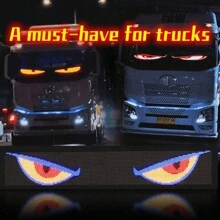 1 Piece Flexible LED Windshield Display For Cars, With Animated Flashing Devil Eyes, APP Programmable Soft LED Screen, Customizable Effects, Compatible With 24V Systems