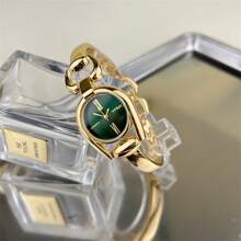 1pc Women's Simple Horseshoe Shaped Gold Case Colorful Dial Metal Alloy Band Fashion Quartz Watch, Suitable For Daily Wear