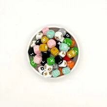 26 piezas de cuentas de silicona de 12 mm con letras del alfabeto mezcladas, suministros para hacer manualmente llaveros, cadenas de bolso, cadenas de teléfono, pulseras, collares y joyería