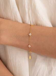 1 PC Modieuze 925 Sterling Zilveren Vijf Bloemen Armband Met Strass Voor Vrouwen Dating Party Bruiloft Verloving Armband Dames Fijne Sieraden Vriendin Cadeau Verjaardagscadeau Voor Vrouwen En Meisjes Valentijnsdag