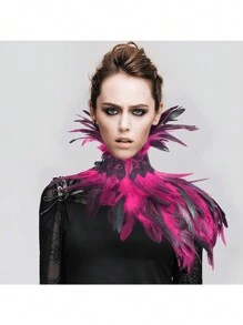 Artificial Feather Cape Shawl Costume Witch Wings Collar Adult Crow Neck - A - View 17