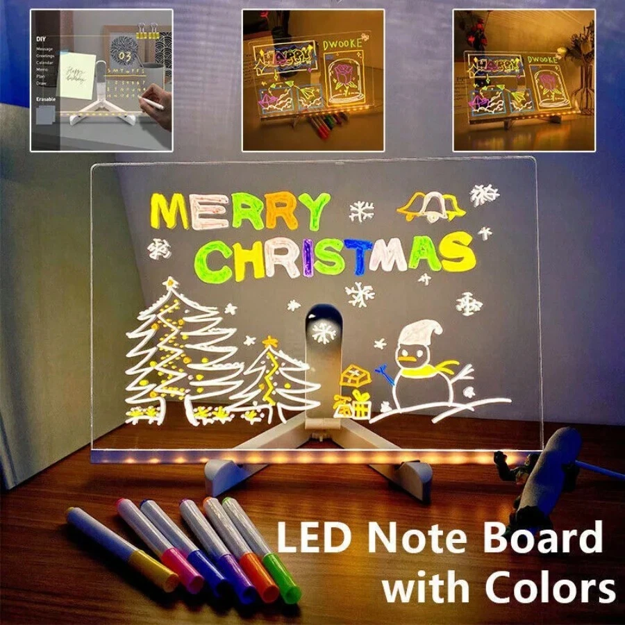 NetHong LED Note Board With Colors Acrylic Dry Erase Board With Light Light Up Set Gift - Multicolor - View 1