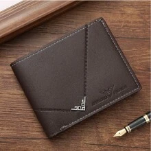 Portofel bărbătesc 1 buc, portofel scurt bifold negru/cafea/maro, design simplu și la modă, sloturi multiple pentru carduri, capacitate mare, potrivit pentru adolescenți, vară casual, activități în aer liber, sport, călătorii, absolvire, cadouri de ziua de naștere formale/de afaceri formale idei de Ziua Îndrăgostiților - A - Vizualizare 3