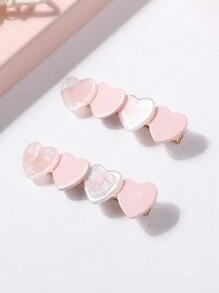2 件情人节心形装饰发夹、刘海配饰 - 彩色 - 查看 3