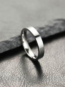 1pc Customized Minimalist Handwritten Text Stainless Steel 4mm Wide Ring, Engraved Anniversary, Gift For Lover, Family, Festival