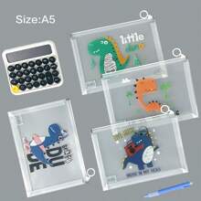 大容量卡通恐龙透明文件夹袋，A4文件整理袋，办公用品文具笔盒，学生文件夹，商务文件分类袋，办公桌整理袋，试卷收纳袋，适用于办公室和学校