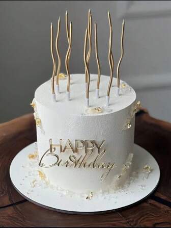 12pcs Gold Long Stick Curved Candles For Birthday Cake Decoration Baking Dessert Party Candle