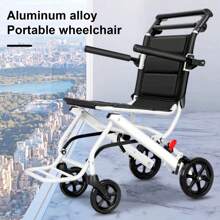 Folding Wheelchair Lightweight Portable Transit Travel Chair For Adults Ergonomic Design Wheelchair With Adjustable Safety Strap Carbon Steel Frame PU Wheels For Smooth Rid - Black and White - View 1