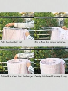 1pc Stainless Steel Spiral Clothes Drying Rack, Minimalist Round Space-Saving Bedsheet Hanger