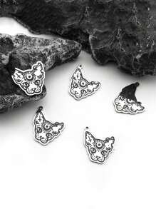 5PCS Witch Cat Crescent Moon Star Charm Enamel Stainless Steel Pendant DIY Necklace Earrings Bangle Jewelry Making