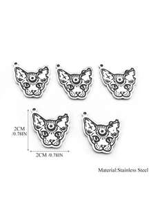5PCS Witch Cat Crescent Moon Star Charm Enamel Stainless Steel Pendant DIY Necklace Earrings Bangle Jewelry Making