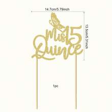 1Pc Glitter Cake Topper, 15th Birthday Cake Topper, Hello 15, Happy 15th Birthday Party Decorations