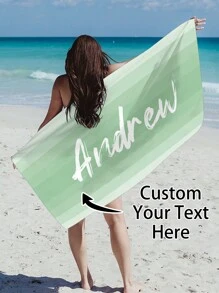 1pc Customized Ombre Color Multi-Color Graphic Microfiber Beach Towel, Fashionable Pool/Beach/Travel Blanket For Vacation, Leisure, Multi-Functional, Anti-Mold, Ornamental, Reusable, Exquisite, Stylish, High-Quality, Adorable, Modern, Colorful, Soft, Comfortable, Custom, Unique, Personalized, Ideal Gifts For Him, Ideal Gifts For Her, Her, Boyfriend, Girlfriend, Dad, Mom, Family, Friends, Son, Daughter, Kids, Kitchen, Dining Room, Bedroom, Office, Living Room, Home, Garden, Tea Room Summer Holiday Bathroom Decor Beach Essentials,Vacay Vibes - Multicolor - View 36