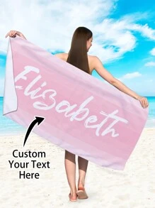 1pc Customized Ombre Color Multi-Color Graphic Microfiber Beach Towel, Fashionable Pool/Beach/Travel Blanket For Vacation, Leisure, Multi-Functional, Anti-Mold, Ornamental, Reusable, Exquisite, Stylish, High-Quality, Adorable, Modern, Colorful, Soft, Comfortable, Custom, Unique, Personalized, Ideal Gifts For Him, Ideal Gifts For Her, Her, Boyfriend, Girlfriend, Dad, Mom, Family, Friends, Son, Daughter, Kids, Kitchen, Dining Room, Bedroom, Office, Living Room, Home, Garden, Tea Room Summer Holiday Bathroom Decor Beach Essentials,Vacay Vibes - Multicolor - View 49