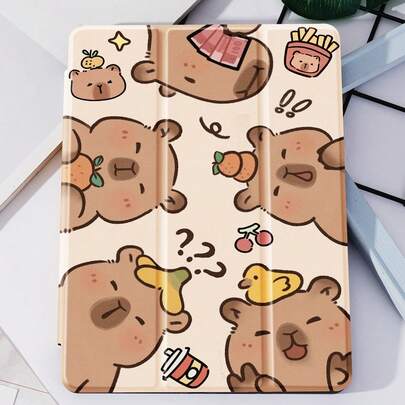 Ayotu 1个可爱水豚图案平板电脑保护套和Kindle电子阅读器保护套，适用于iPad Air 8 (M4) 2026（11/13英寸）、第十代、Air 4/Air 7/9.7英寸、Galaxy Tab A9 Plus、Kindle（第十一代-2024年发布）（6英寸）、Kindle Paperwhite第十二代2024，时尚简约的节日礼物