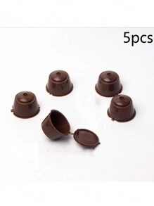1 pieza/2 piezas/3 piezas/5 piezas Cápsulas de café reutilizables de color marrón compatibles con accesorios de café recargables, de vuelta a la escuela