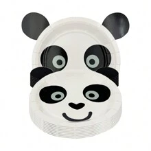 8 Packungen/24 Packungen Panda-förmige Teller, Pappteller mit Tiermotiven, Dschungel Tiere Party Themen Geschirr für Babyparty, Geschlechteroffenbarung, Geburtstagsfeiern und Dekorationen