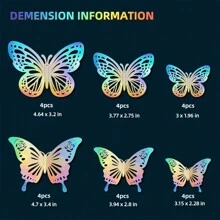 24 miếng dán tường hình bướm rỗng 3D dùng trang trí tiệc cưới, hình dán bướm tiết lộ giới tính, trang trí tiệc phòng khách, trang trí nhà cửa, nhãn dán, decal dán tường, decal vinyl dùng để trang trí nhà cửa, vật dụng trang trí mùa xuân làm mới ngôi nhà của bạn, nhãn dán trang trí Rama - Nhiều màu - Xem 3