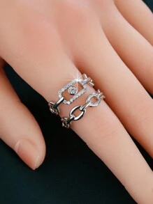 2 pezzi Anelli personalizzati con occhi ovali geometrici scintillanti