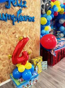 12pcs/Set 32-Inch (Approx. 80cm) Multicolor Number Balloons, 0-9 Large Metallic Foil Number Balloons Made Of Polyester Film, Suitable For Birthday Party Decorations, Wedding Anniversary Celebrations, Baby Showers, And All Festive Occasions - Multicolor - View 5