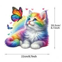 1/2/3 piezas Parches de tela con estampados de mariposa lindos y gato colorido para transferencia de calor, decoración DIY en ropa, sombreros, almohadas, mantas