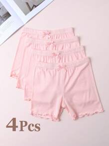 4 stuks zachte modal geplooide strik elastische taille shorts voor kinderen