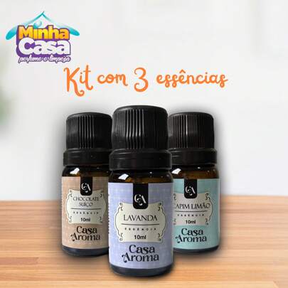 Kit com 3 Essências Aromáticas Para Umidificador Difusor Aromatizador de Ambiente Concentrada Variadas para Difusores Aromas Sofisticados e Duradouros para o Seu Ambiente