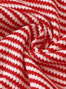 Baby Girls Red Striped Heart Embroidery Bodysuit, Adorable & Interesting Bodysuit, Best Gift For Babies