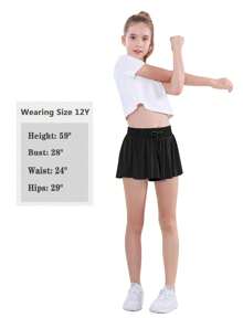 EXARUS Girls Butterfly Shorts Flowy Dance Athletic 2 In 1 Cheer Skorts Flutter Skirt Running Preppy Clothes Kids 6-14Y - Set11 - View 5