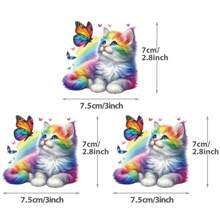 1/2/3 piezas Parches de tela con estampados de mariposa lindos y gato colorido para transferencia de calor, decoración DIY en ropa, sombreros, almohadas, mantas