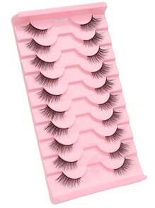 10 Pairs Cat Eye Lashes With Natural Criss-Cross Design & Elongated Black Lines, Suitable For Daily Use And Dates, Essential For Makeup Strip Lashes, Lashes, Eyelashes, Fake Lashes