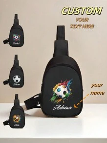 Custom Mini Chest Bag, Can Print Personalized Name Or Holiday Greetings. Create Your Own Exclusive Bag, Back To School Backpack, Crossbody Bag, Suitable For Daily School, Travel, Vacation And Other Occasions. Multi-Functional, Decorative, Letter Pattern, Fashionable, Soft, Modern, Colorful, Cute, Adorable, Casual, Customized, Personalized - Multicolor - View 2