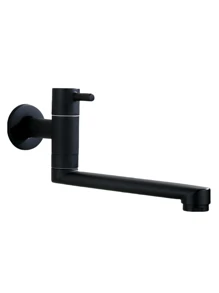 1pc Kitchen Single Cold Faucet, Stainless Steel Into The Wall Balcony, Household Mop Pool Extended Lengthened Faucet(Chrome, Black,Selectable)