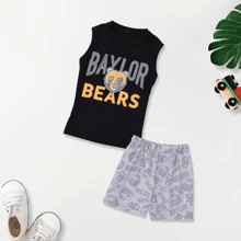 10 Piece Summer Children's Clothing Kit For Boys - 5 Warm Tank Top And Sweatshirt Set For Children And Babies, 5 T-Shirts, 5 Shorts