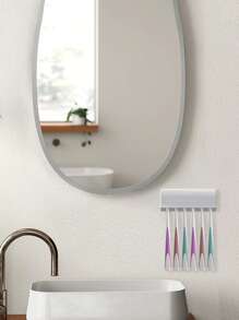 1 pezzo Porta spazzolini da denti da parete con 6 slot, organizer da armadio per camper con coperchio, in plastica con adesivo per appendere gli spazzolini da bagno, organizer per la casa. Decorazione per il bagno di casa, decorazione autunnale, ritorno a scuola