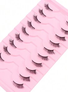 10 Pairs Cat Eye Cross-Shaped Elongated Black Eyelashes, Suitable For Daily And Date Makeup