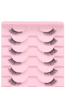 10 Pairs Cat Eye Cross-Shaped Elongated Black Eyelashes, Suitable For Daily And Date Makeup