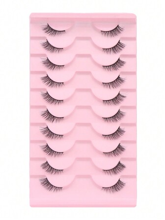 10对猫眼十字形加长黑色睫毛，适合日常和约会妆容