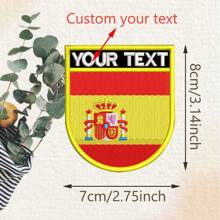 Maßgeschneiderte 2 Teile Flagge in Schildform Abzeichen Namensschild Stickerei Aufnäher für Hut, Kappe, Tasche mit Bügel- oder Klettverschluss Rückseite