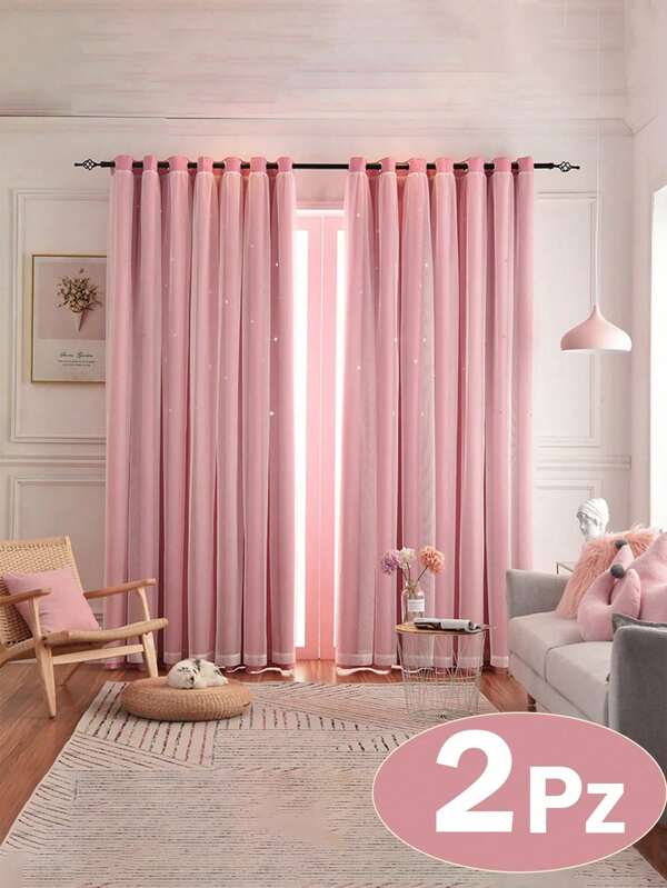 2pcs 132/160/214cm Estrella Cortinas,Cortinas de Dormitorio con Paneles Draperie de Doble Capa Colorida, Cortinas opacas con diseño de arcoíris degradado, dormitorio, sala de estar, oscurecimiento a rayas, doble capa, con corte de estrella, decoración del hogar, cortinas de ventana con ojales degradados,Antifrío, Cortinas Opacas de Estrellas para Salón, Decoración,Insonorización, aislamiento térmico Artículos para Ventanas / Cortinas
