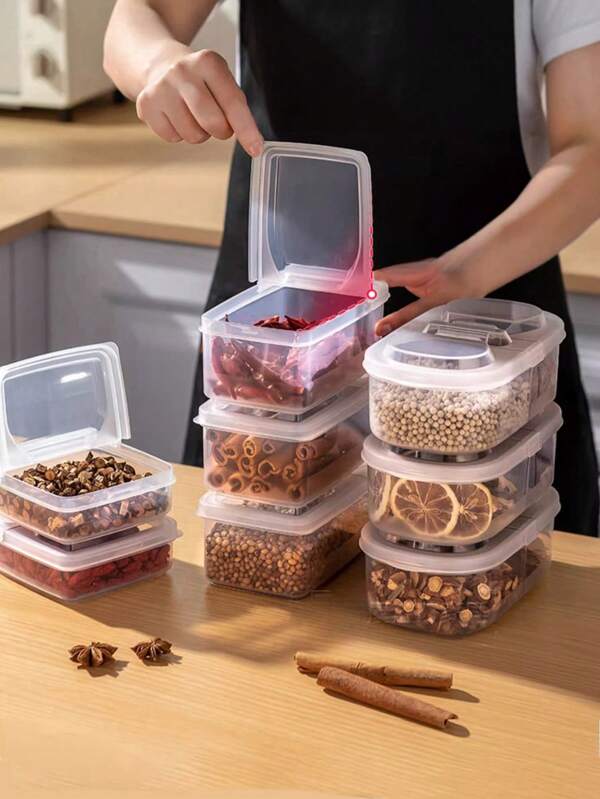 1pc Flip-Lid Food Storage Container, Kitchen Fridge Spice, Seasoning, Fruit, Herb, Vegetable Airtight Sealing Container, Portable Bento Lunch Box, Perfect For Home And Kitchen