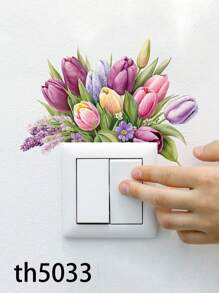 1 Stück abnehmbare kreative Tulpe Schalter Aufkleber, grüne Pflanze Blume Wandaufkleber, grüne Blatt Aufkleber Schalter Aufkleber, dekorative Kunst Wandbilder für Wohnzimmer, Schlafzimmer, Badezimmer, Küche, Heimdekoration (16 STIL), Aufkleber, Wandtattoo, Vinyl Aufkleber für Heimdekoration, Frühlingsdekoration Artikel um Ihr Zuhause aufzufrischen, Rama Dekorations Aufkleber, Valentinstag Dekorations Aufkleber