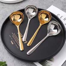 1pc 304 Stainless Steel Extra Large Soup Ladle, Thickened & Polished, Mirror Polished Tableware, Suitable For Home, Kitchen, Restaurant - Multicolor - View 2